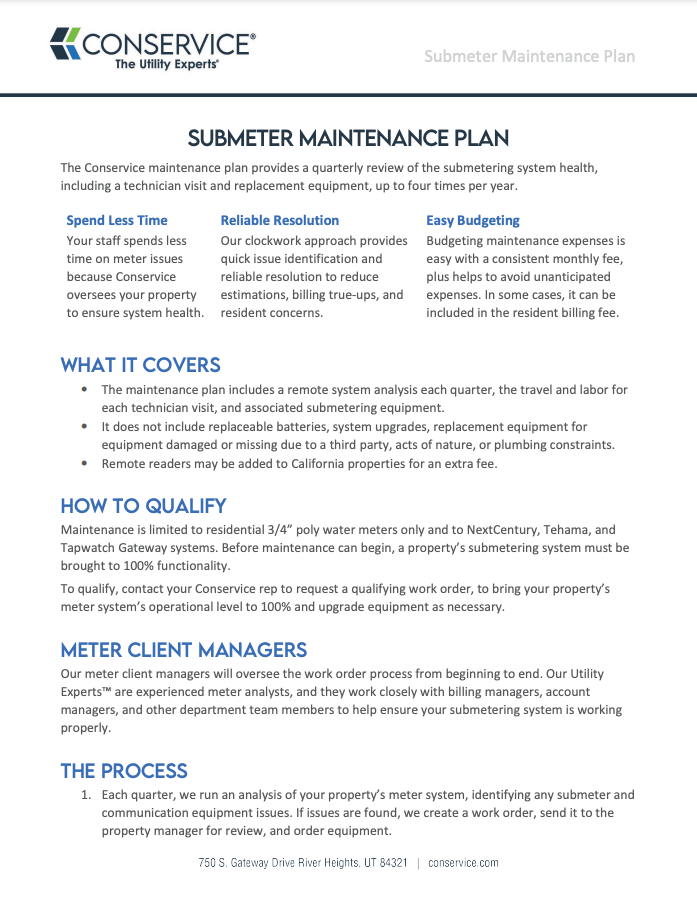 Submeter Maintenance With Conservice